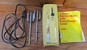 JcPenney 5 Speed Electric Mixer w/Manual 5195 Works Vintage Good Condition VTG