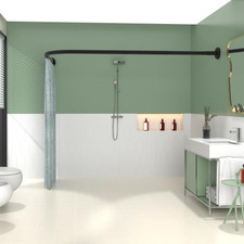 Asta Tenda Doccia Angolare, L Forma Bastone Tenda Vasca Da Bagno in Acciaio Inox