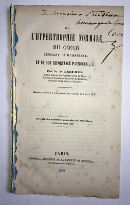 LARCHER Hypertrophie Normale Coeur Grossesse THESE MEDECINE OBSTETRIQUE 1859 - Photo 1/2