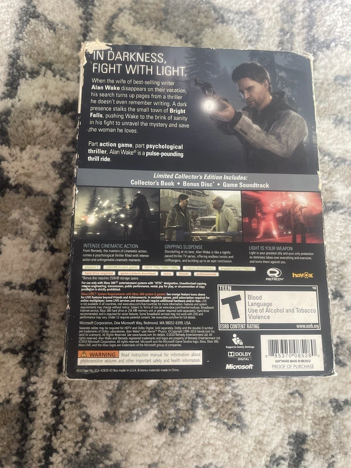 Alan Wake Edición Limitada Xbox 360 Versión Japón Foto 2 de 4