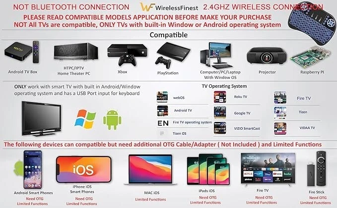 Teclado Mini i8 inalámbrico retroiluminado de 3 colores de 2,4 GHz panel táctil SmartTV Foto 2 de 4