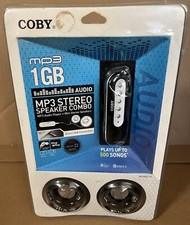 RARE COBY MP3 STEREO SPEAKER COMBO W/MP3 AUDIO PLAYER 1GB Play Up To 500 Songs