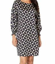 $155 American Rose Women's Blue Sona 3/4 Sleeve Polka Dot Shift Dress Size XS