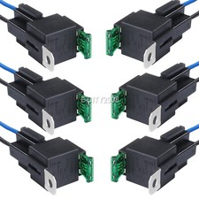6PCS 12V 4Pin Fuse Relay Switch Harness Set SPST 30A 14 AWG Hot Wires US