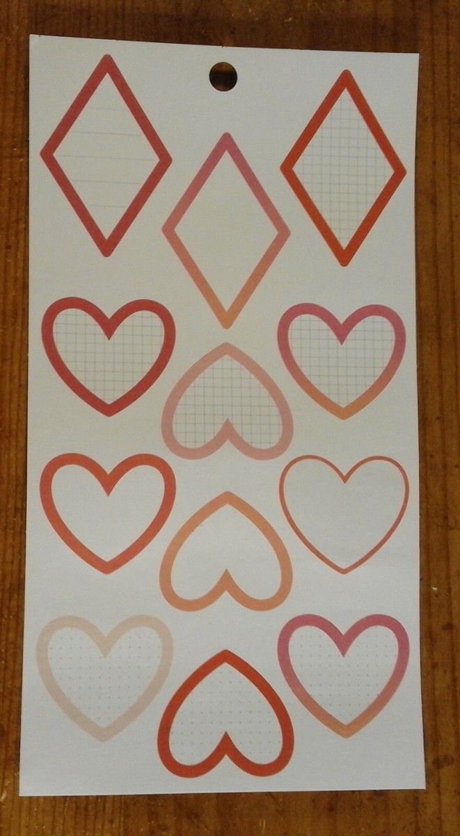 ♡A♡ Happy Planner Pink Orange Hearts shape Boxes stickers MAMBI