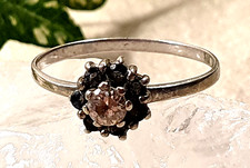 Damen-Silberring, Sterling 925, 1940, Rosenring, Art Deco, Vintage, Glas, Gr.60