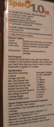 4 NEW SYQUEST SparQ 1.0 GB Model SPARQ1PE External Drive Parallel, windows 95,XP - Picture 4 of 5