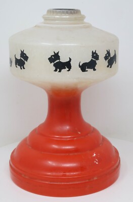 Antique 1940's Scotty Dog Oil Lamp Pressed Glass Base Only No Chimney or Burner