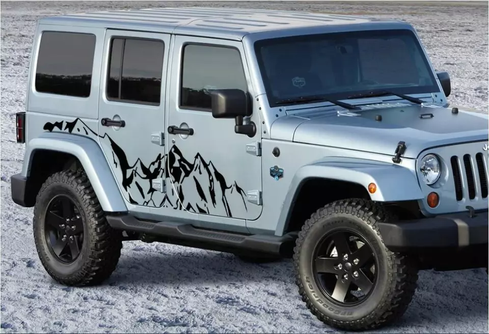 2 PCS Graphics Mountain Decal Car Side Stickers For Jeep Wrangler JK JL TJ YJ Foto 2 de 4