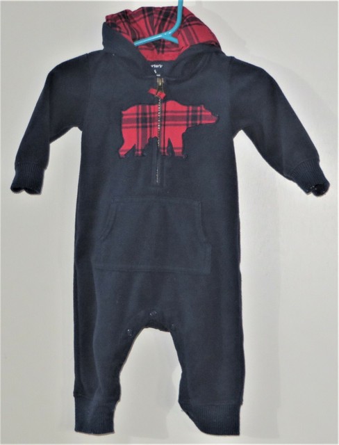 CARTER'S Size 6 Months Boy Blue Long Sleeves Snap Crotch Hoodie Bodysuit Romper CARTER'S Size 6 Months Boy Blue Long Sleeves Snap Crotch Hoodie Bodysuit Romper