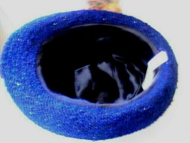 Fedora de tweed azul marinho Calvin Klein com prata novo sem etiquetas MSRP $40 - Imagem 3 de 4