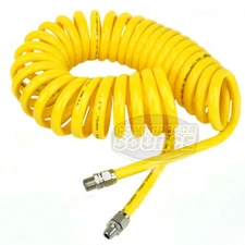 Premium 3/8" x 25' Air Compressor Coil Hose Spiral Polyurethane With Swivel End
