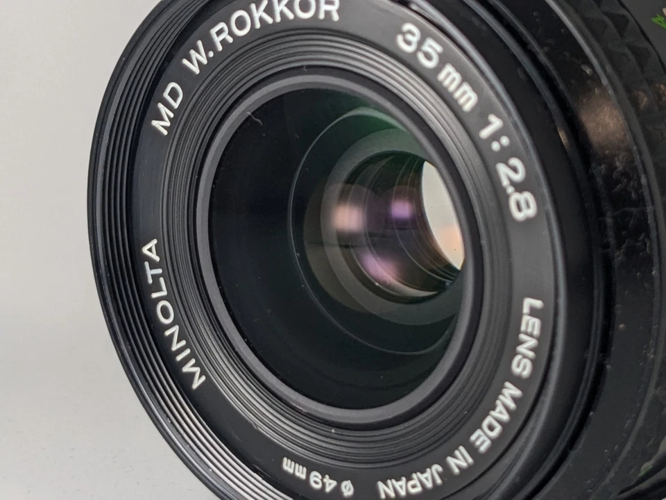 [N Mint Minolta Md W.Rokkor 35mm F/2.8 Mf Objectif Grand Angle W / Capuche De - Photo 3/4