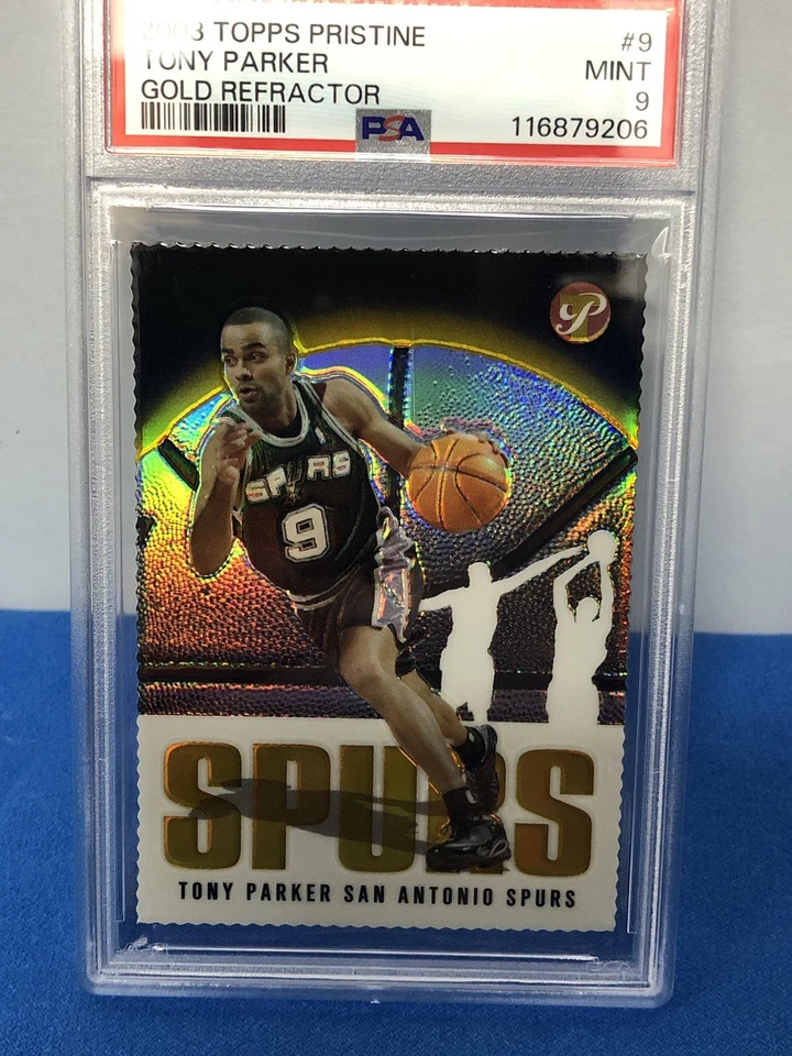 2003-04 Topps Pristine Gold Refractor #9 Tony Parker 5/99 PSA 9 Pop 4 No Higher - Image 3 of 4