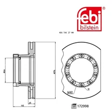 2x Febi Rear Vented Brake Discs 376mm