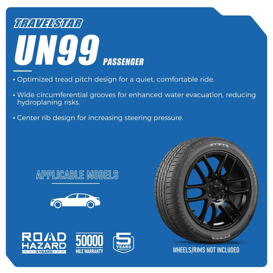 Set of 4 Travelstar UN99 225/55R17 97V A/S All Season Radial Passenger Car Tires - Image 2 of 4