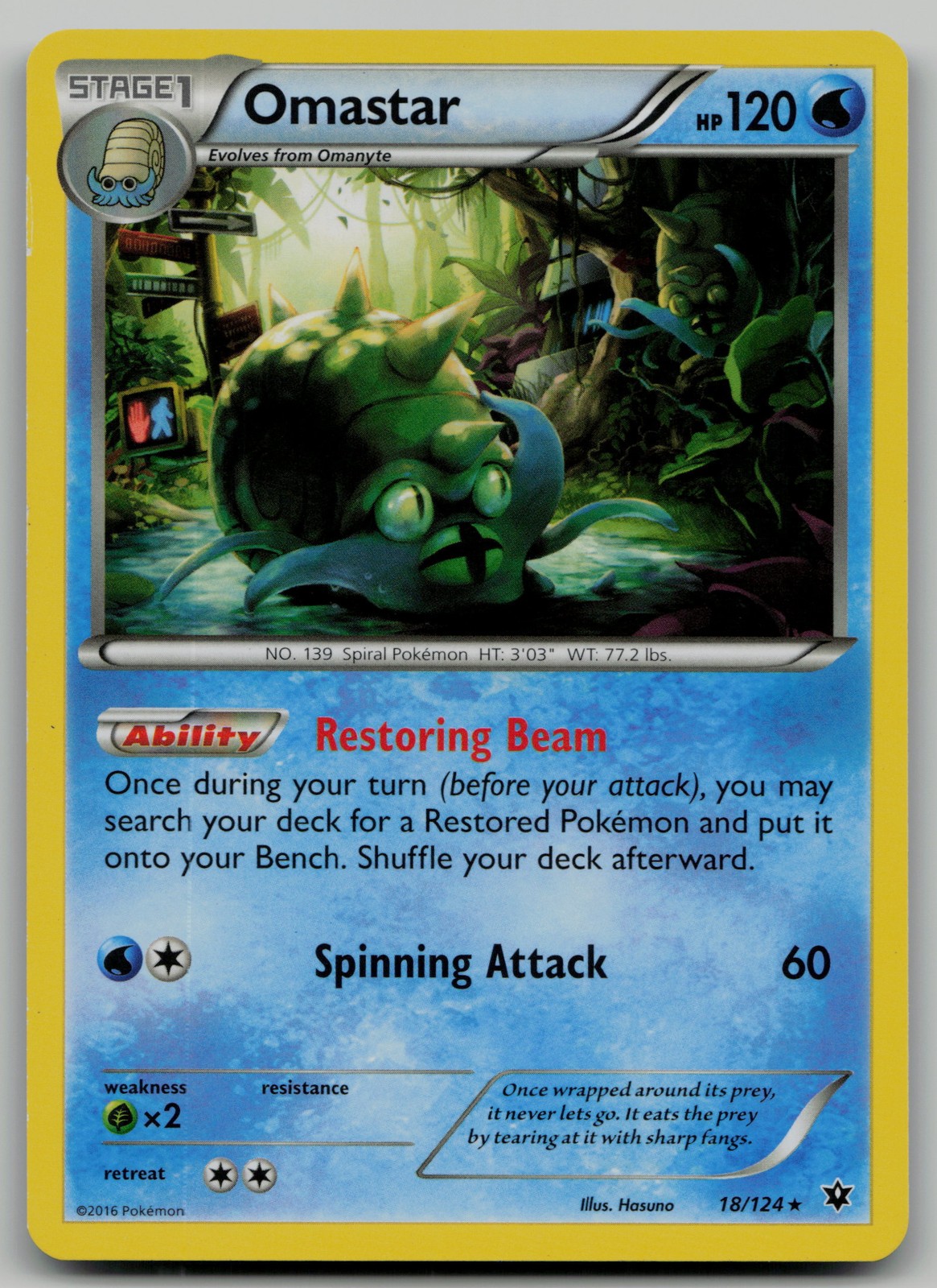 Omastar Rare XY - Fates Collide 18/124 NM