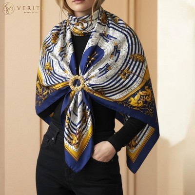 RARE VINTAGE HERMES Silk Scarf ''Dies et Hore'' Carre 90 by Francoise Faconnet