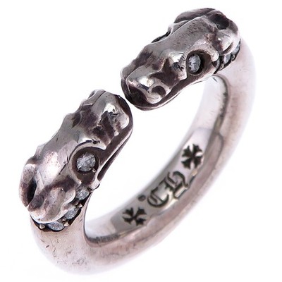 Chrom Herzen * Rechnung SV CH Doppel Hund Ring 925 US#6-1/4 P0064196