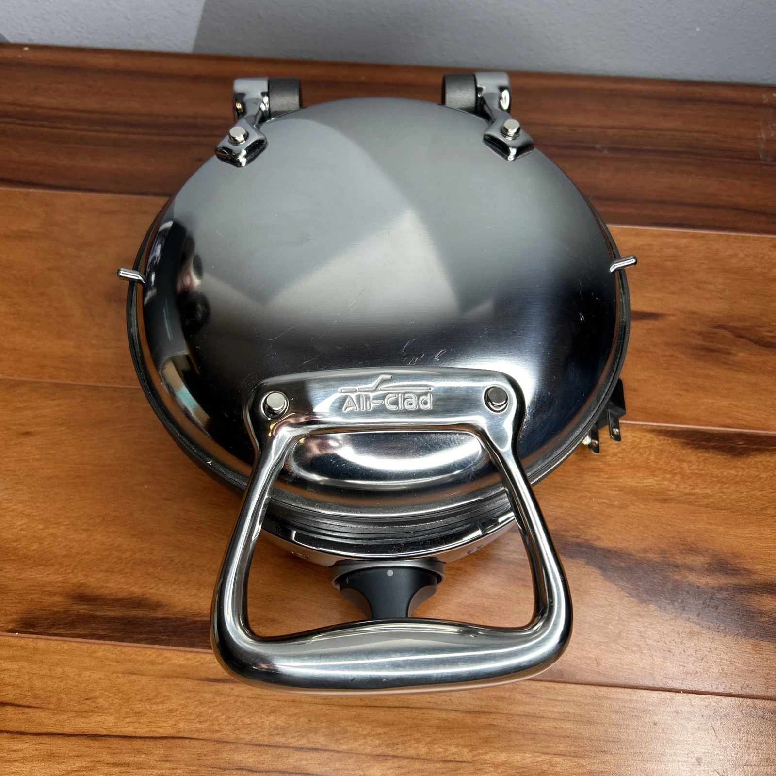 All Clad Waffler 1 Waffle Maker 6071 Stainless Steel Round Iron Tested Working