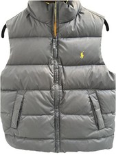 Ralph Lauren Polo Boys Reversible Black Yellow Down Puffer Vest S 8/10 Excellent