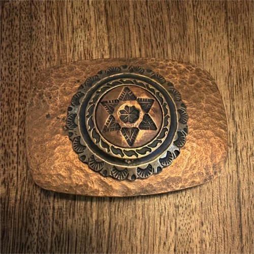 Vintage Copper Belt Buckle Star Symbol Arts & Crafts Design