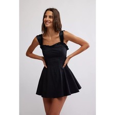 Free People Womens XS Midnight Magic Mini Dress Little Black Dress Fit and Flare