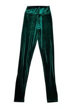 Two Hearts Womens Emerald Green Velour Pants Vintage Stretch Pull On USA Made