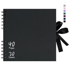 Small 8x8 Scrapbook, DIY Photo Album, Memory Book for Couples, Black