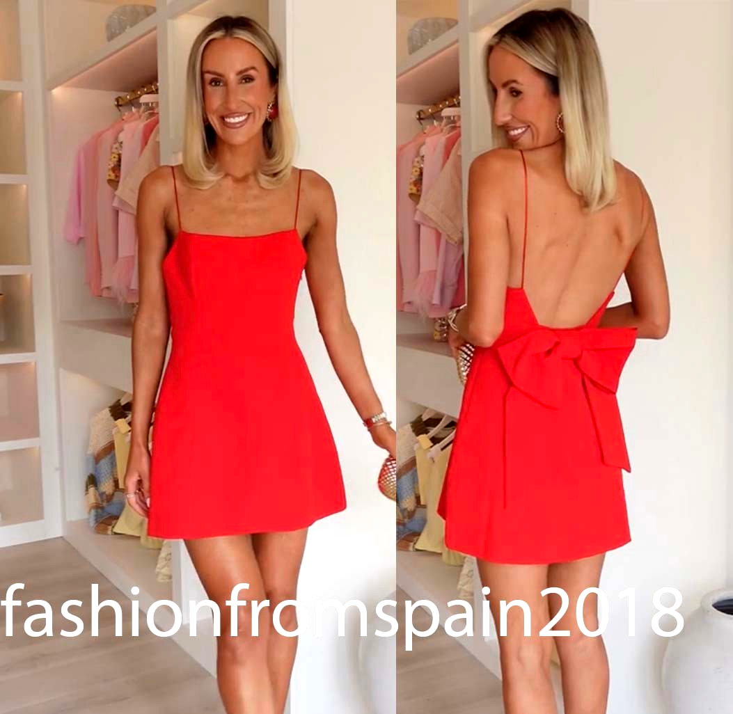 ZARA NEW WOMAN STRAPPY STRETCH SHORT BOW DRESS RED XS-XXL