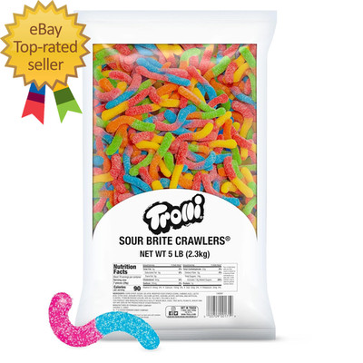 Sour Brite Crawlers Candy  Gummy Worms Sour Candy  5 Pound Bulk Bag