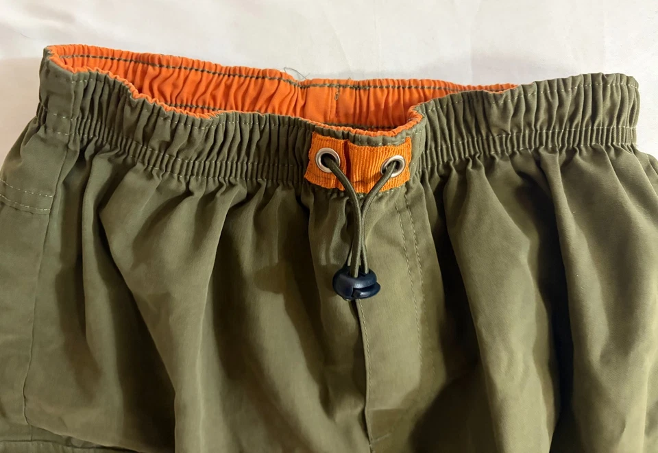 Pantalones Cortos Carga 4T Vintage OshKosh B’gosh Niños Verde Oliva Naranja Borde Cordón Foto 2 de 4