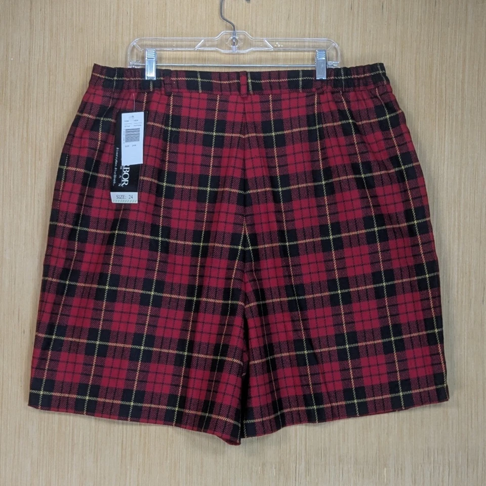 Nuevo con etiquetas Pantalones Cortos Sag Harbor De Colección Rojo Mezcla de Lana a Cuadros Sueltos Preppy Retro Para Mujer 24 Foto 4 de 4