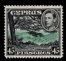 CYPRUS GVI SG161, 45pi green & black, NH MINT. Cat £55.