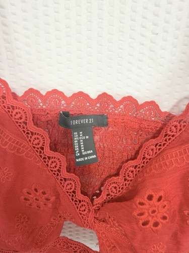 Canotta donna pizzo cropped media romantica stravagante boho rossa taglia M - Foto 9 di 10