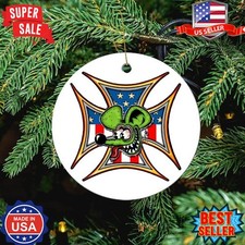 Rat Fink Christmas Ornament, Christmas Accessory, Rat Fink Ceramic Ornament