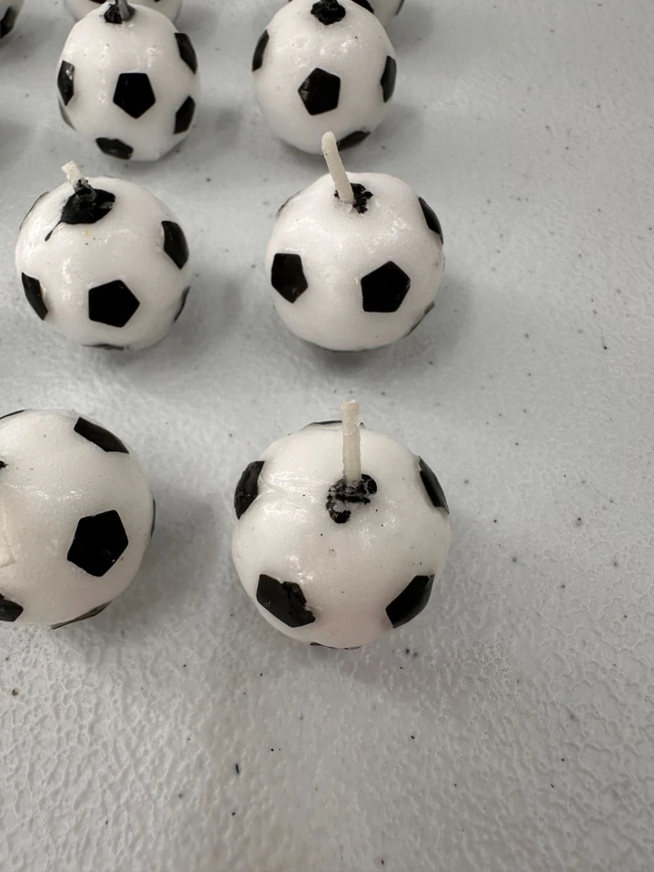 Juego de 16 velas decorativas en forma de balón de fútbol pastel cumpleaños graduación deporte Foto 4 de 4