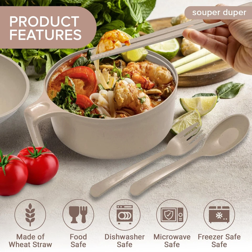 Juego de tazones de ramen microondas cocina de ramen fideos instantáneos tazón con palillos EE. UU. Foto 3 de 4