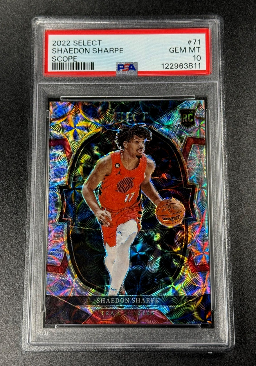 SHAEDON SHARPE 2022 PANINI SELECT #71 SCOPE PRIZM ROOKIE CARD RC PSA 10 GEM NBA