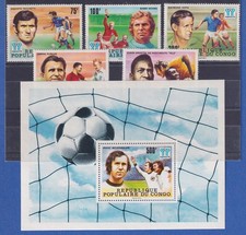 Copa Mundial de Fútbol Congo / Congo 1978 - Franz Beckenbauer Mi.-Nr. 614-618, Bloque 15 **
