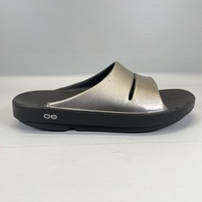 OOFOS OOriginal Sport Slide Sandals Mens Size 9 Black Silver Recovery Shoes