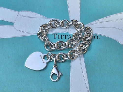 Authentisches seltenes Tiffany & Co schlichtes klobiges Armband mit Herzanhänger. - Bild 7 von 8