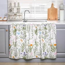 Cabinet Curtains 27.6" W X 35.4" L Sink Skirt for Bathroom Kitchen Botanical ...