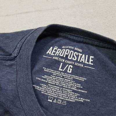 cotton Aeropostale Shirt Men Large Blue Short Sleeve Pullover Graphic