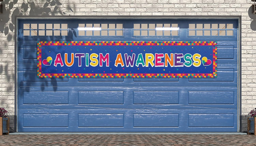 Autism Awareness Fence Banner Love Needs No Words April Decoration Puzzle Piece - Picture 5 of 12