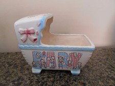 vintage Rubens Baby nursery musical cradle planter dish holder decoration