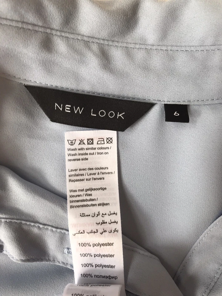 New Look Women’s Blouse Top Size 6 Blue Sleeveless Collared Casual - Image 4 of 4