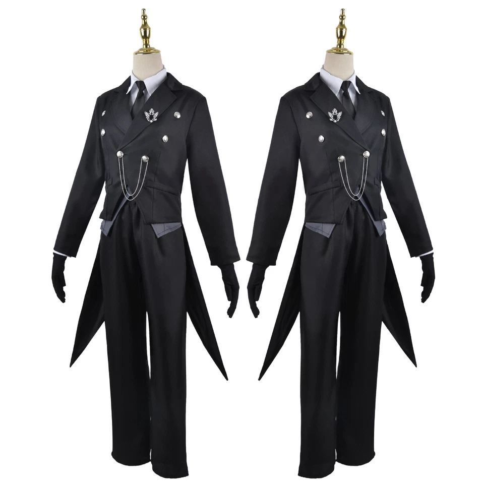 Anime Black Butler Kuroshitsuji Sebastian Michaelis Tuxedo Cosplay Costume Suit - Image 4 of 4