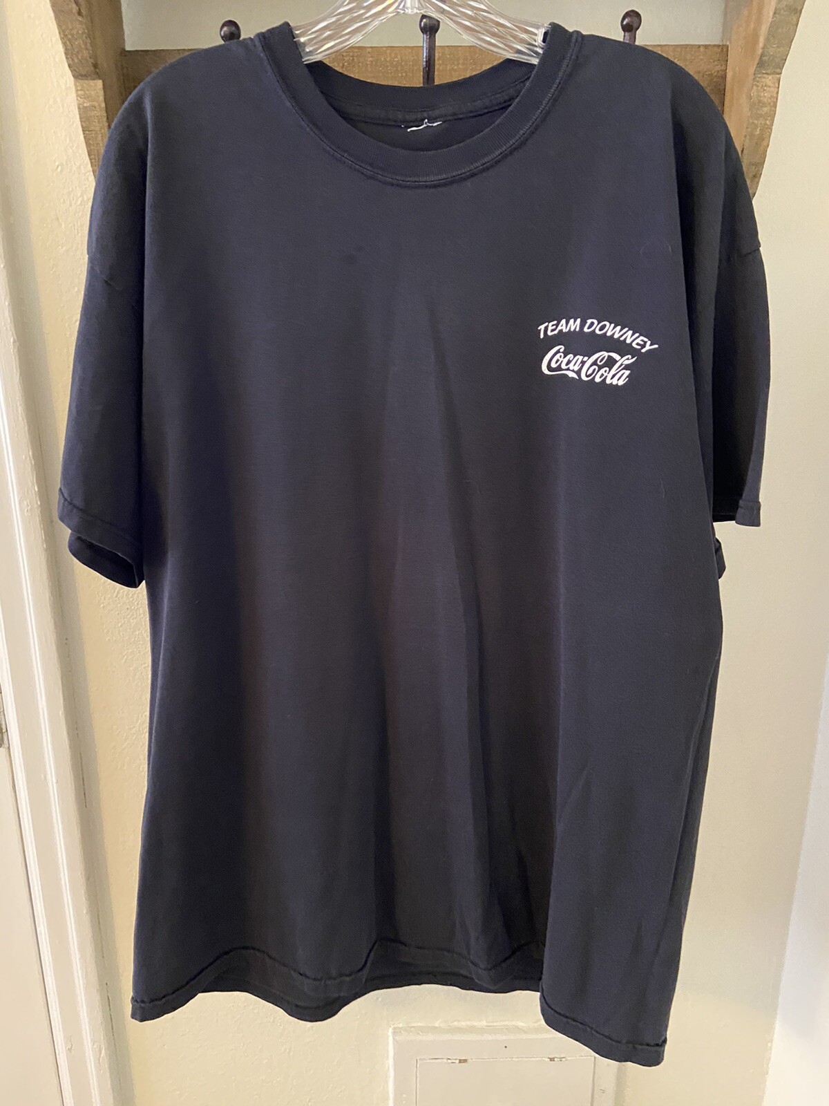 Vintage 00s Coca Cola Team Downey Racing Shirt Size XL Black NASCAR