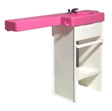 Barbie Dreamhouse Pink White Bathroom Vanity Sink Cabinet FHY73 GNH53 Replace